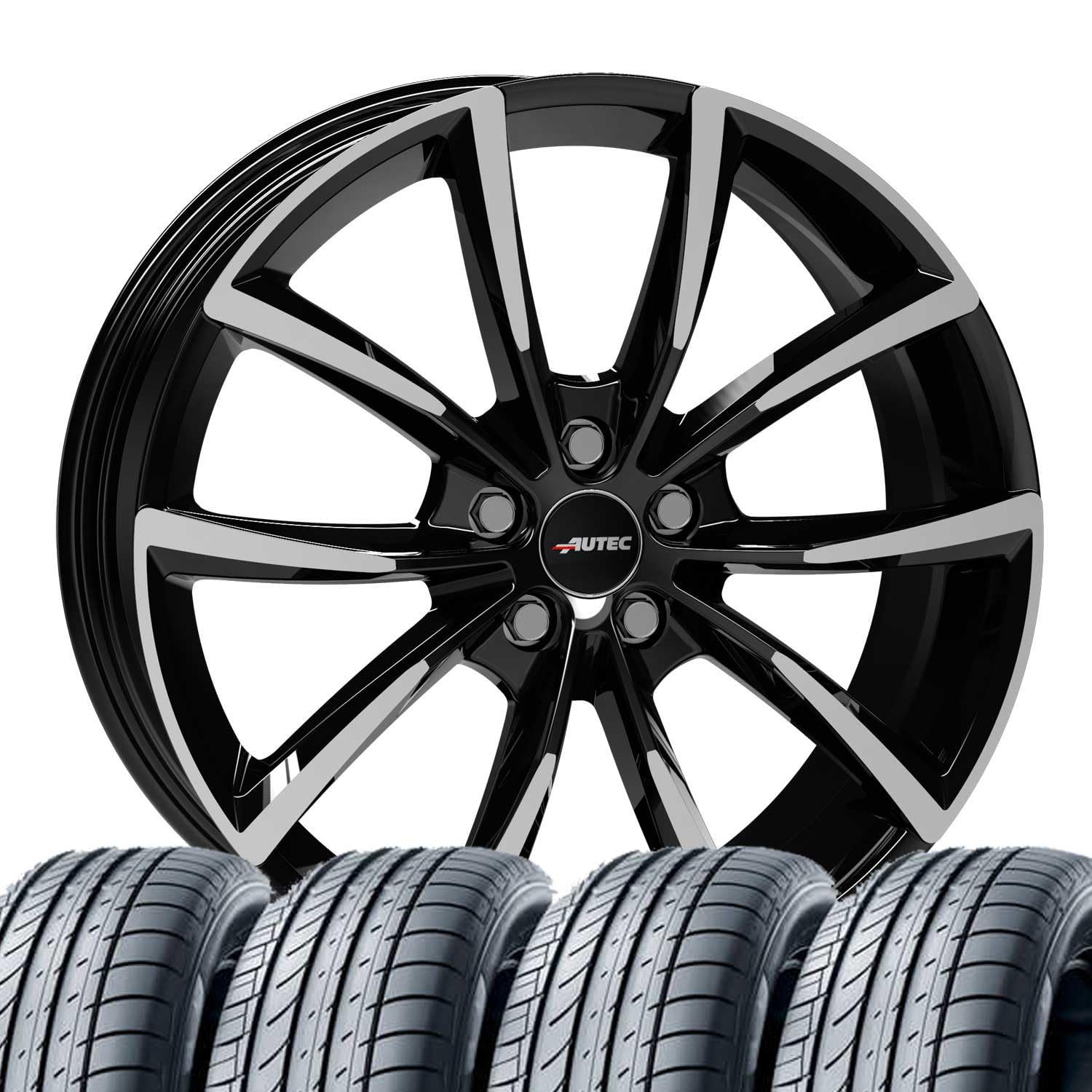 4 Kompletträder Sommerräder Sommerkompletträder Astana 8x19 ET 43 5x112 Schwarz poliert mit 245/40 R19 98Y HAN Ventus S1 evo3 K127 XL FR von Tunershop