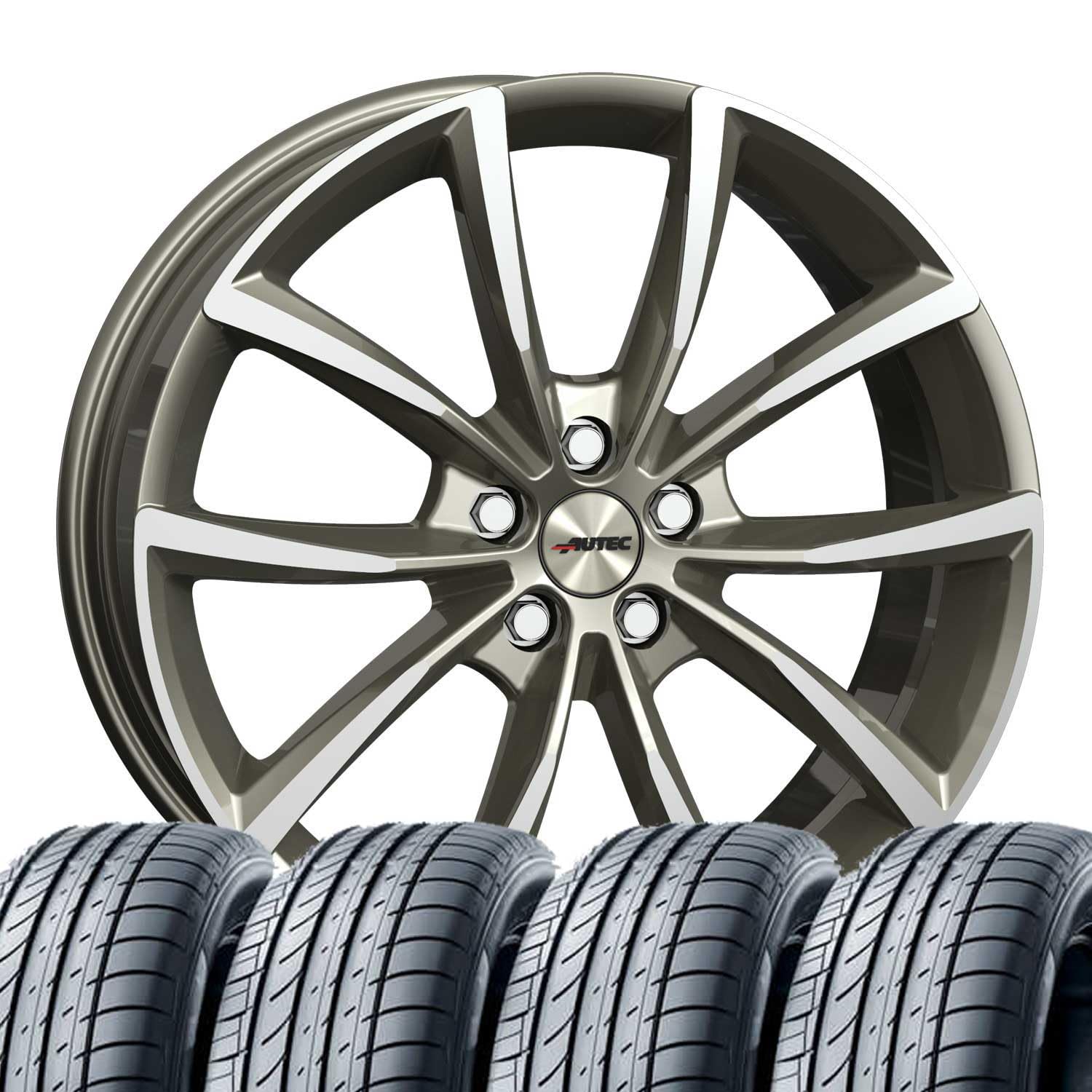 4 Kompletträder Sommerräder Sommerkompletträder Astana 8x19 ET 45 5x112 Titansilber poliert mit 225/40 R19 93Y NEX N Fera Sport XL von Tunershop