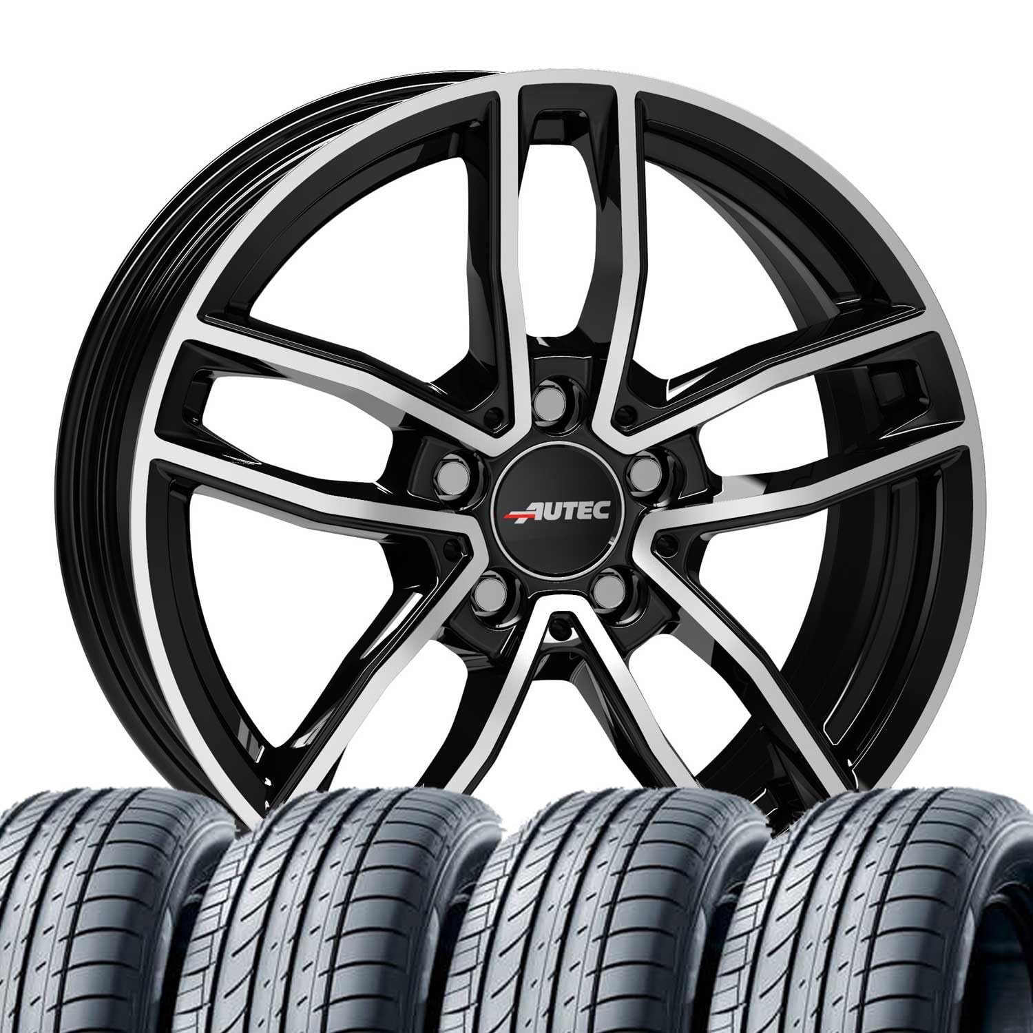 4 Kompletträder Sommerräder Sommerkompletträder Mercador 7,5x18 ET 40 5x112 Schwarz poliert mit 225/45 R18 95Y NEX N Fera Sport XL von Tunershop