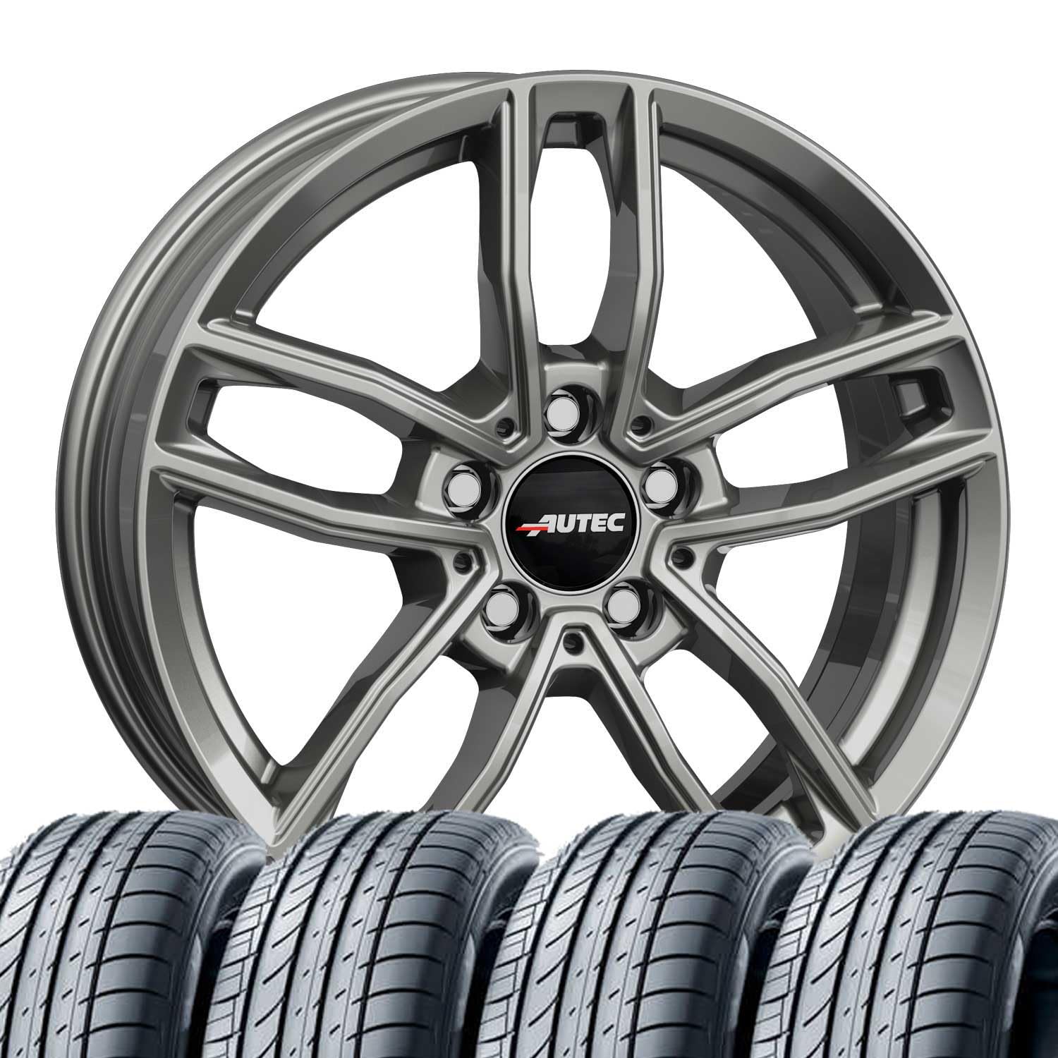 4 Kompletträder Sommerräder Sommerkompletträder Mercador 8x18 ET 38 5x112 Titansilber mit 245/45 R18 100Y HAN Ventus S1 evo3 K127 XL FR von Tunershop