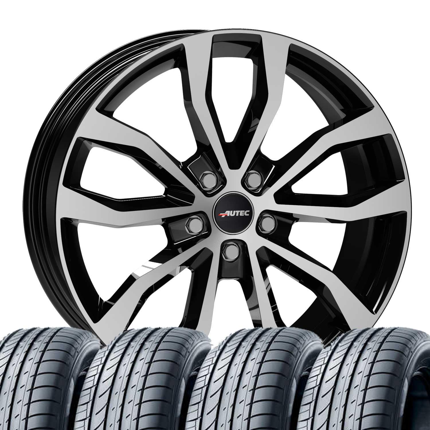 4 Kompletträder Sommerräder Sommerkompletträder Uteca 8,5x19 ET 38 5x112 Schwarz poliert mit 225/40 R19 93Y CON SportContact 7 XL FR Evc von Tunershop