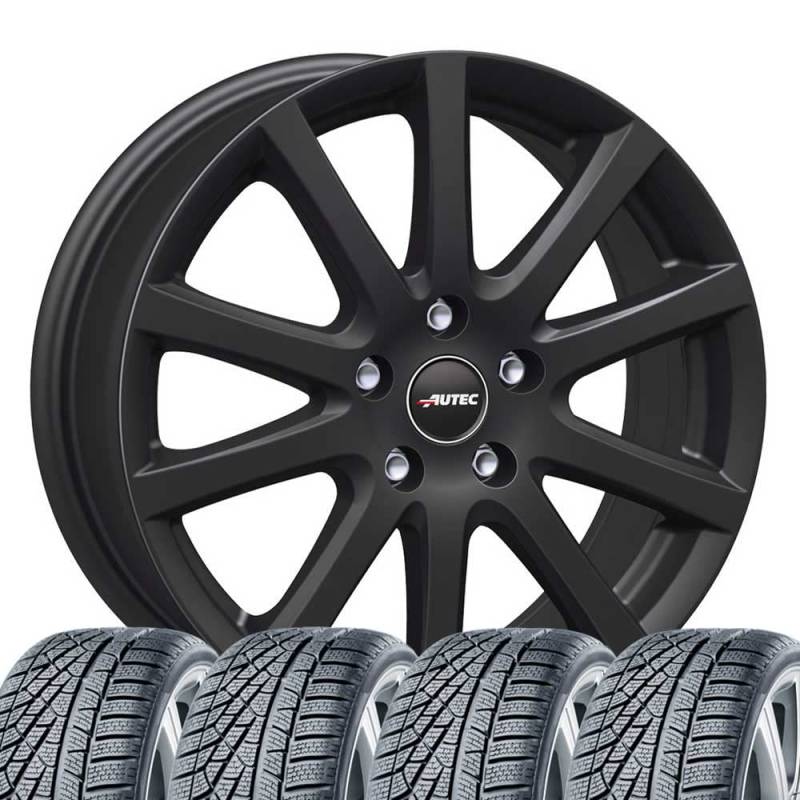 4 Winter Kompletträder 6,5x16 ET 37 4x100 Schwarz matt mit 205/55 R16 91H HAN Winter i*cept RS3 W462 SBL M+S 3PMSF kompatibel mit Dacia Jogger Logan Sandero von Tunershop