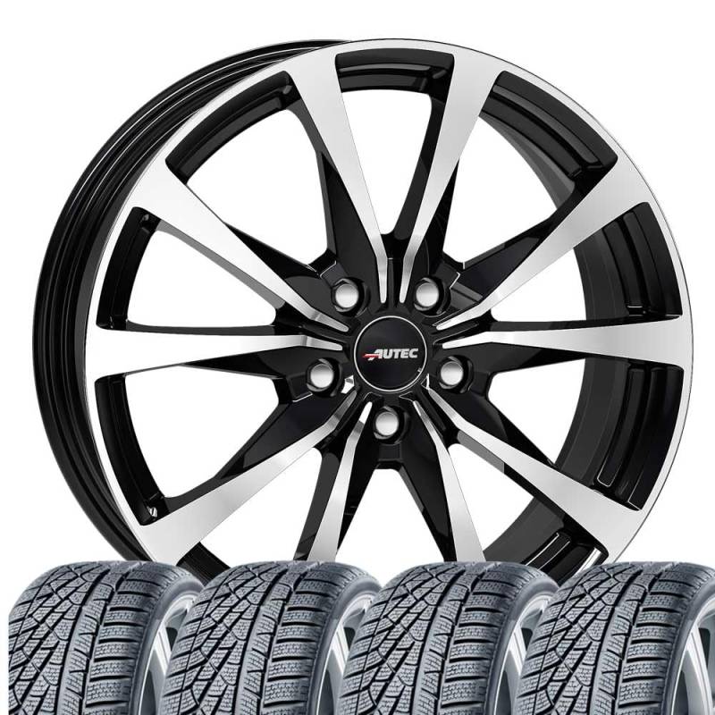 4 Winterräder Allwetter Brixen 6,5x16 ET 32 5x114,3 Schwarz poliert mit 205/60 R16 96H HAN Kinergy 4S 2 H750 XL M+S 3PMSF von Tunershop