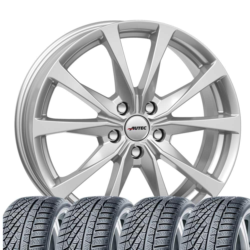 4 Winterräder Allwetter Brixen 7,5x18 ET 50,5 5x108 Brillantsilber mit 235/50 R18 101V HAN Kinergy 4S 2 H750 XL FR M+S 3PMSF von Tunershop