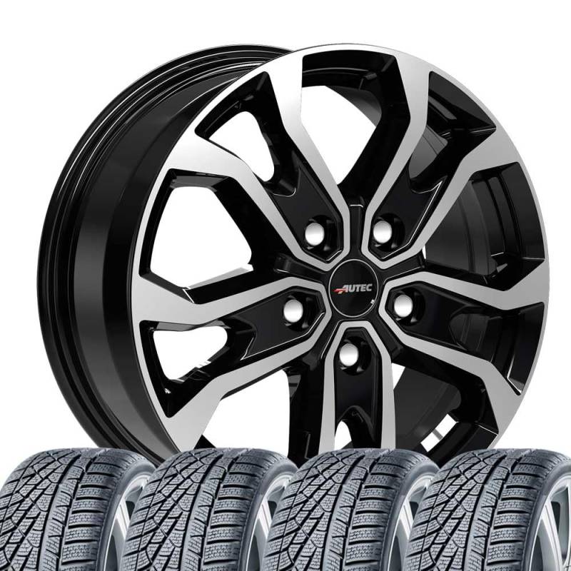 4 Winterräder Winter Kiso 7x17 ET 46 5x108 Schwarz poliert mit 225/55 R17 101V SEM Speed-Grip 5 XL FR von Tunershop