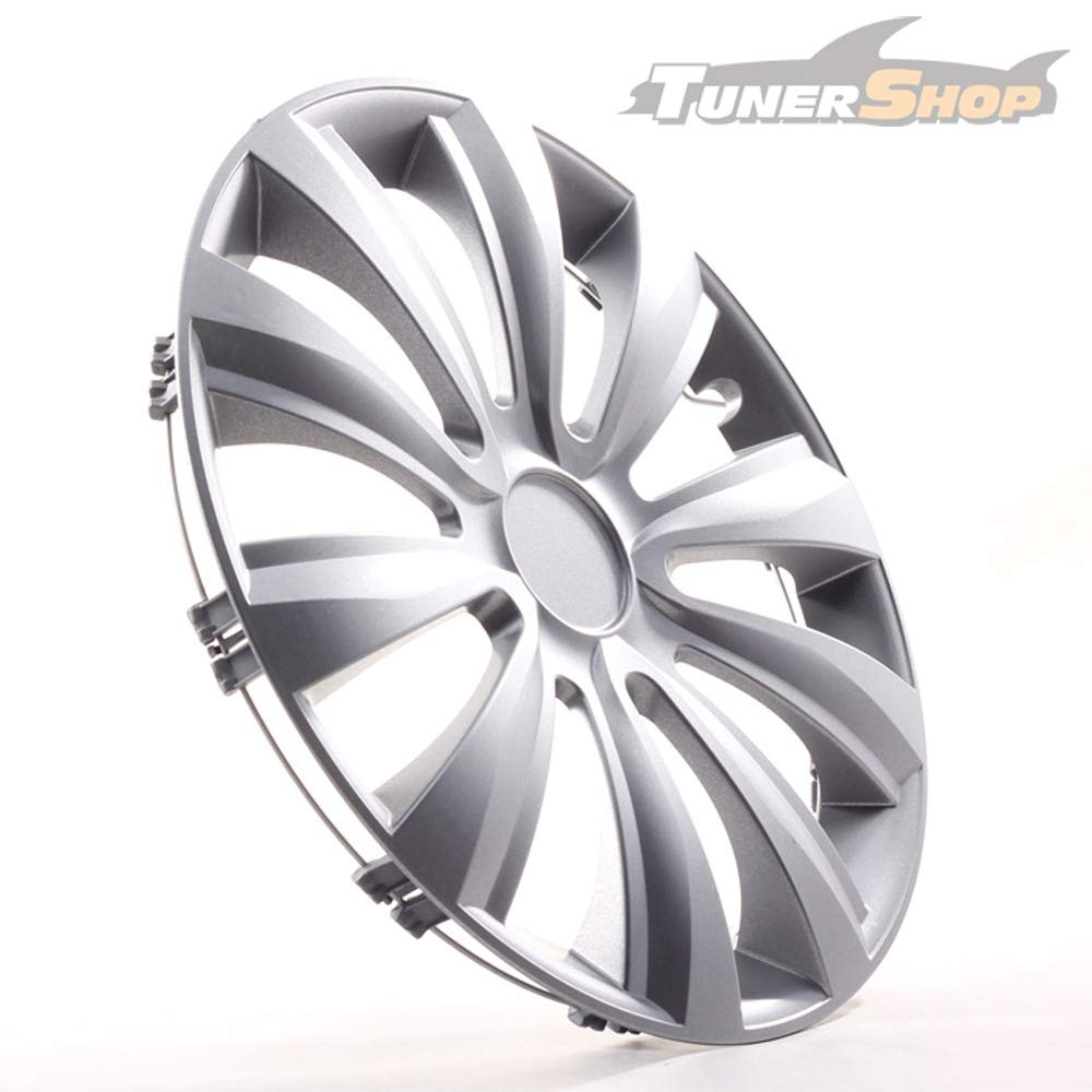 Tunershop 4 Radkappen Radzierblenden 14 Zoll Delta Silber 4-2432077 kompatibel mit Audi Daewoo Hyundai Lexus Nissan Seat Toyota von Tunershop