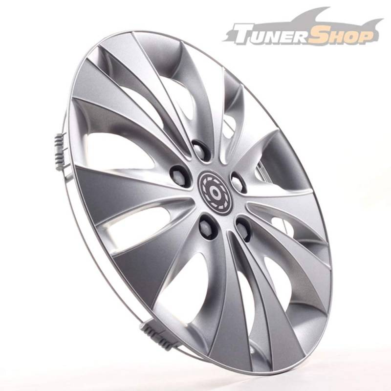 Tunershop 4 Radkappen Radzierblenden 16 Zoll Storm Silber 4-2432182 kompatibel mit Chrysler FIAT Lada Mercedes Peugeot Smart VW von Tunershop