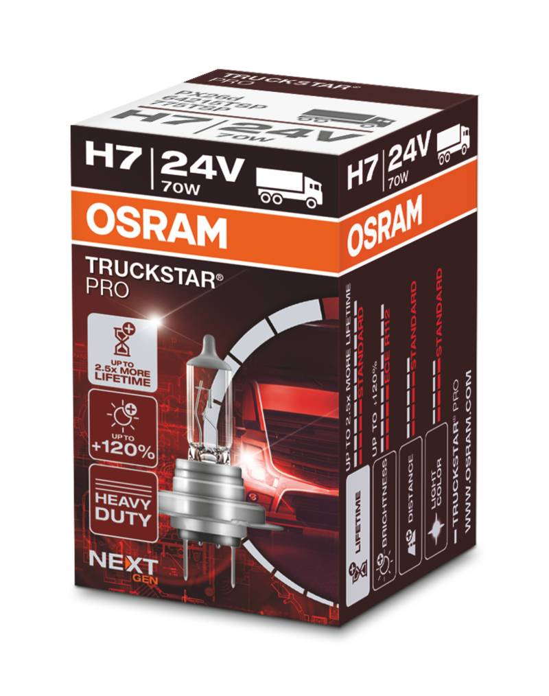 1 Stück OSRAM TRUCKSTAR PRO Next Generation 24V Lampen Birnen für LKW Scheinwerfer / Fassung H7 70W von OSRAM GmbH