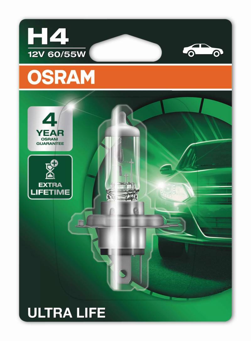 1 Stück OSRAM ULTRA LIFE Lampen Birnen für Fassung H4 12V 60/55W von OSRAM GmbH