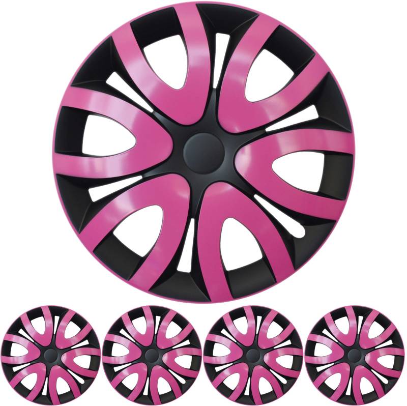 14 ZOLL 4x PREMIUM DESIGN Radkappen Radzierblenden Set "Mika" in Pink / Schwarz von F.H.U.P. OLSZEWSKI