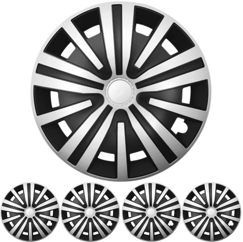 16 ZOLL 4x PREMIUM DESIGN Radkappen Radzierblenden Set Spinel Silber / Schwarz von Tuning Fanatics