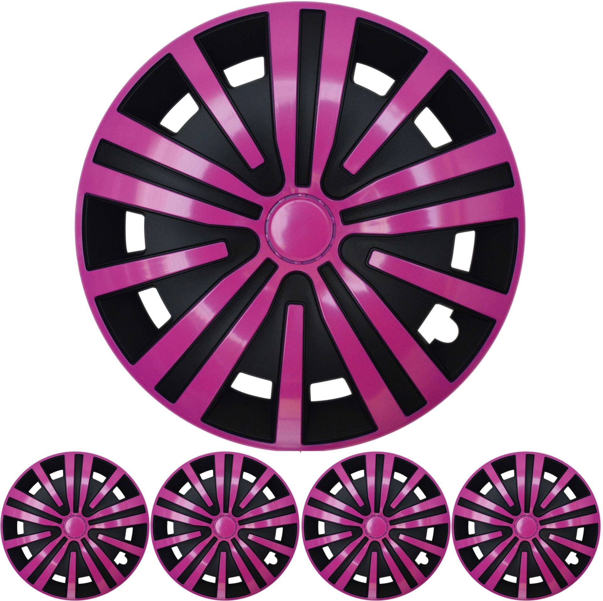 16 ZOLL 4x PREMIUM DESIGN Radkappen Radzierblenden Set Spinel in Pink Schwarz von Tuning Fanatics