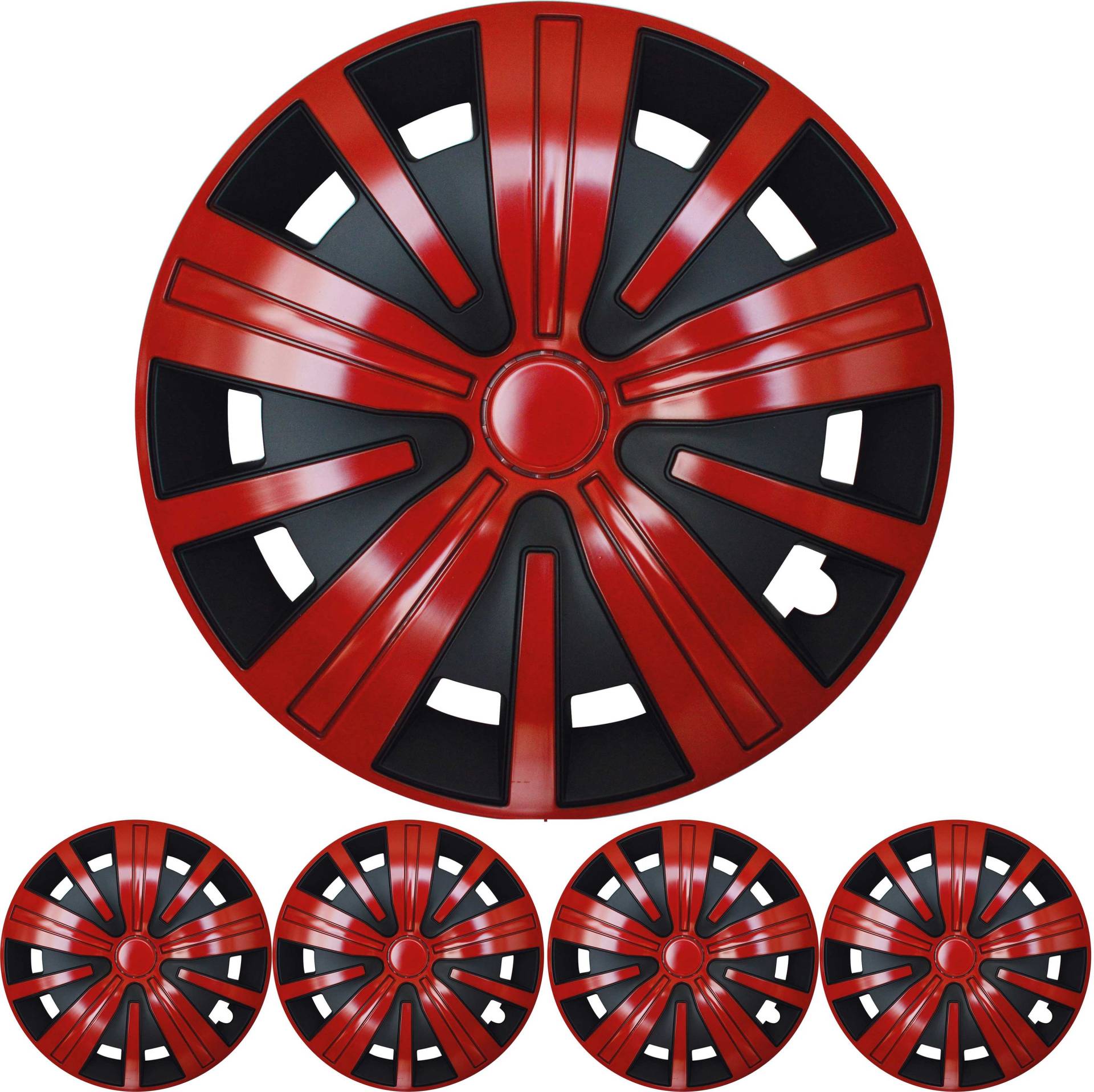 16 ZOLL 4x PREMIUM DESIGN Radkappen Radzierblenden Spinel BIS in Rot / Schwarz von Tuning Fanatics