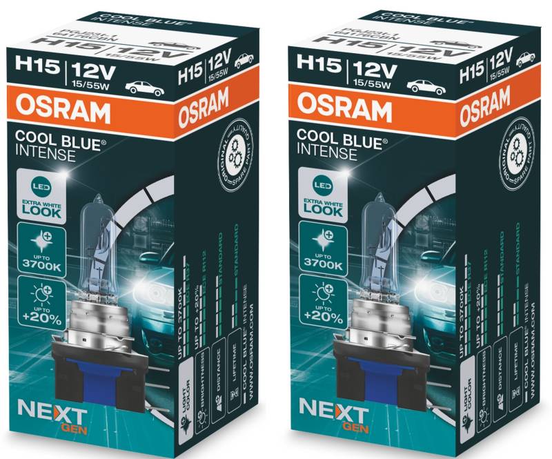 2 Stück OSRAM COOL BLUE INTENSE NEXT GENERATION Lampen Birnen für Scheinwerfer / Fassung H15 von OSRAM GmbH