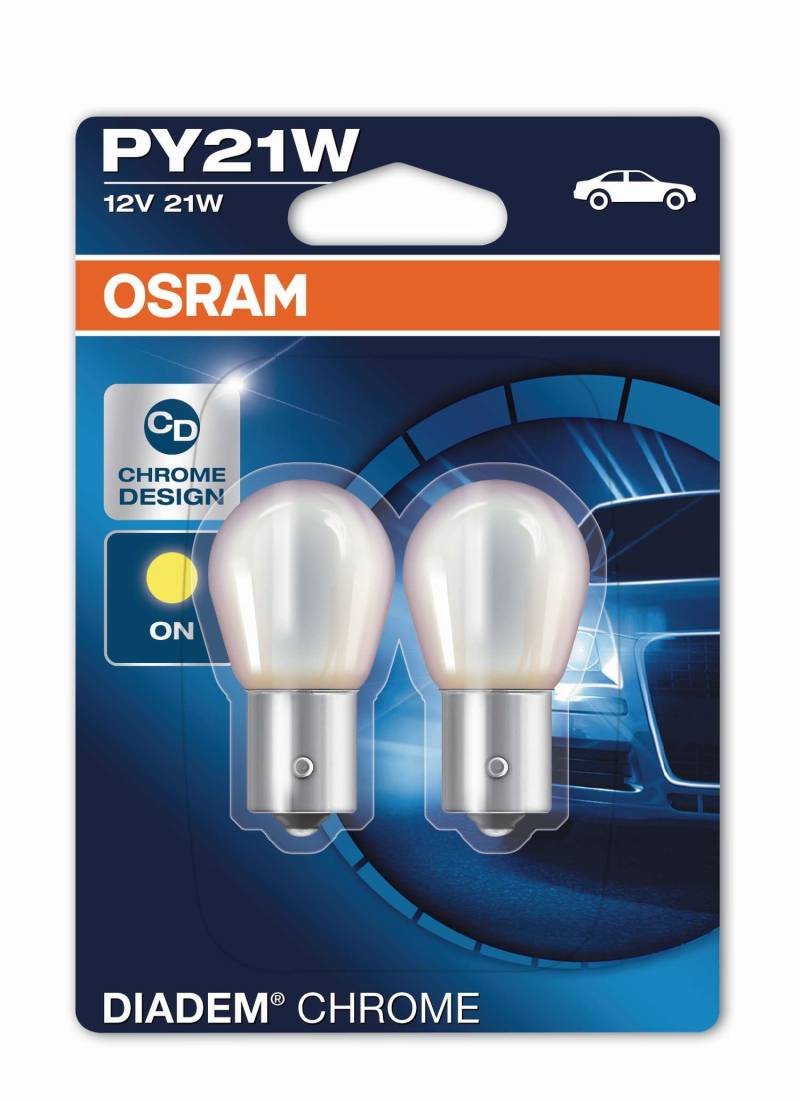 2 Stück OSRAM Diadem Chrome Lampen Birnen für Scheinwerfer Rückleuchten / Fassung BAU15s PY21W von OSRAM GmbH