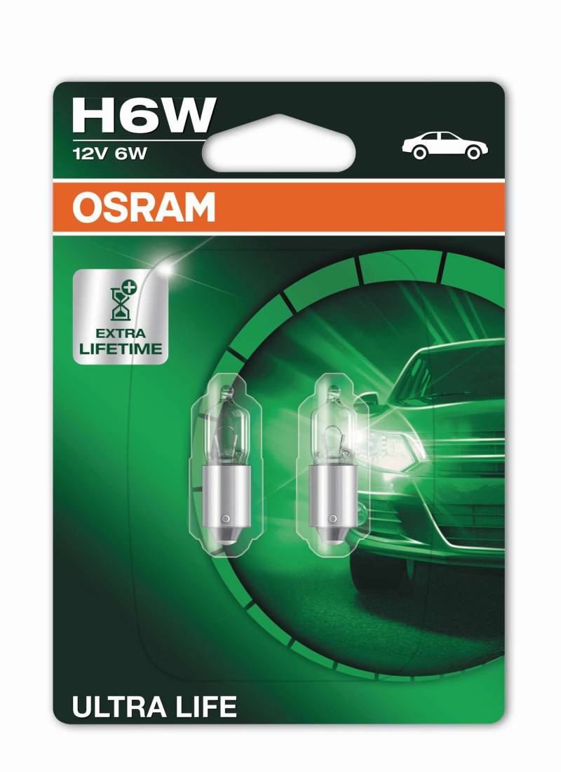 2 Stück OSRAM ULTRA LIFE Lampen Birnen für Fassung BAX9s H6W 12V 6W von OSRAM GmbH