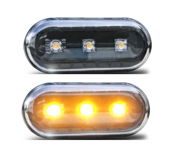 2x LED Klarglas Seitenblinker Blinker SCHWARZ für VW Seat Skoda Ford von JOM Car Parts & Car Hifi GmbH