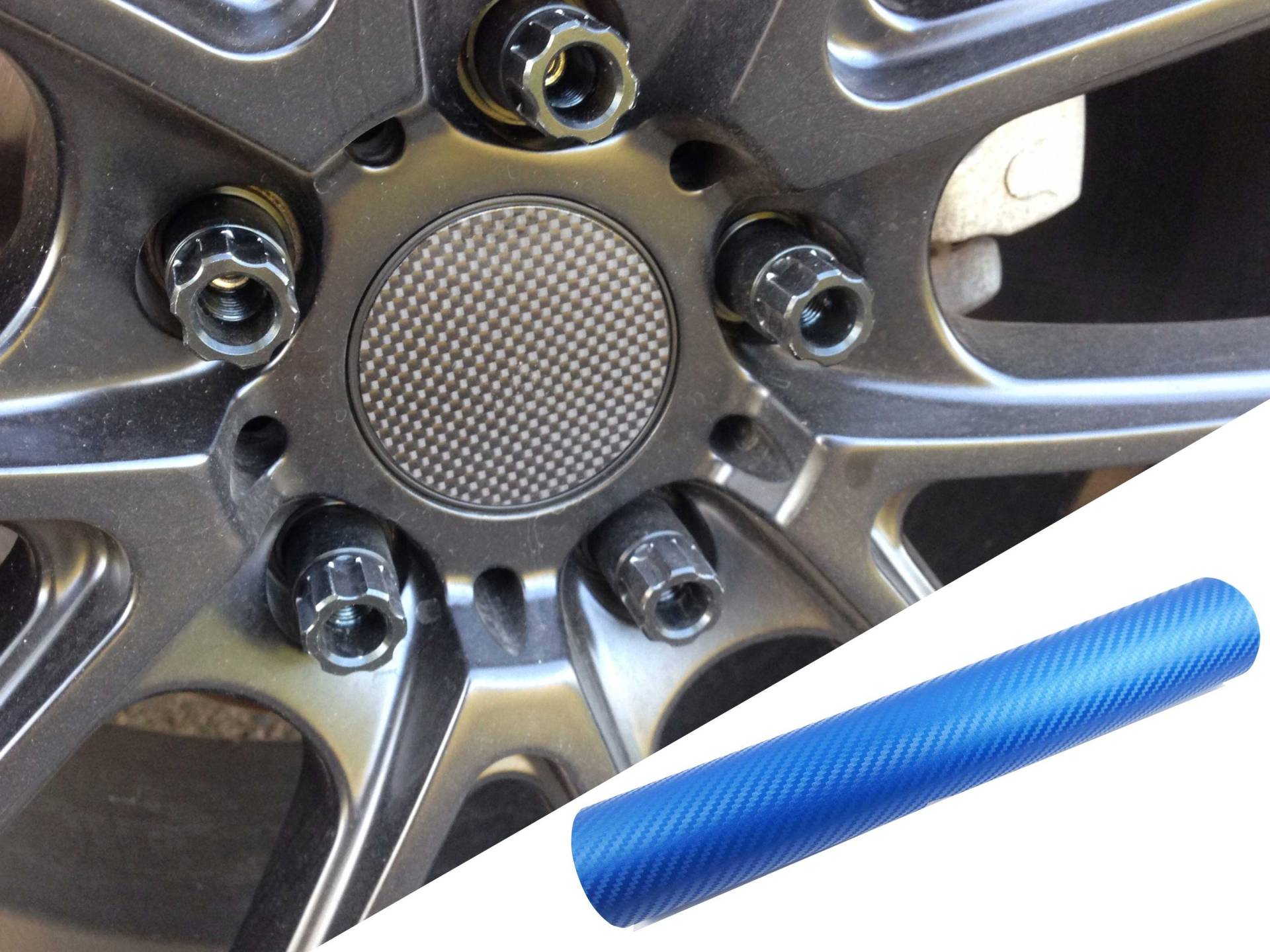 4x Alufelgen Felgen Naben Deckel Design Folie Carbon Blau für viele Fahrzeuge von Tuning Fanatics