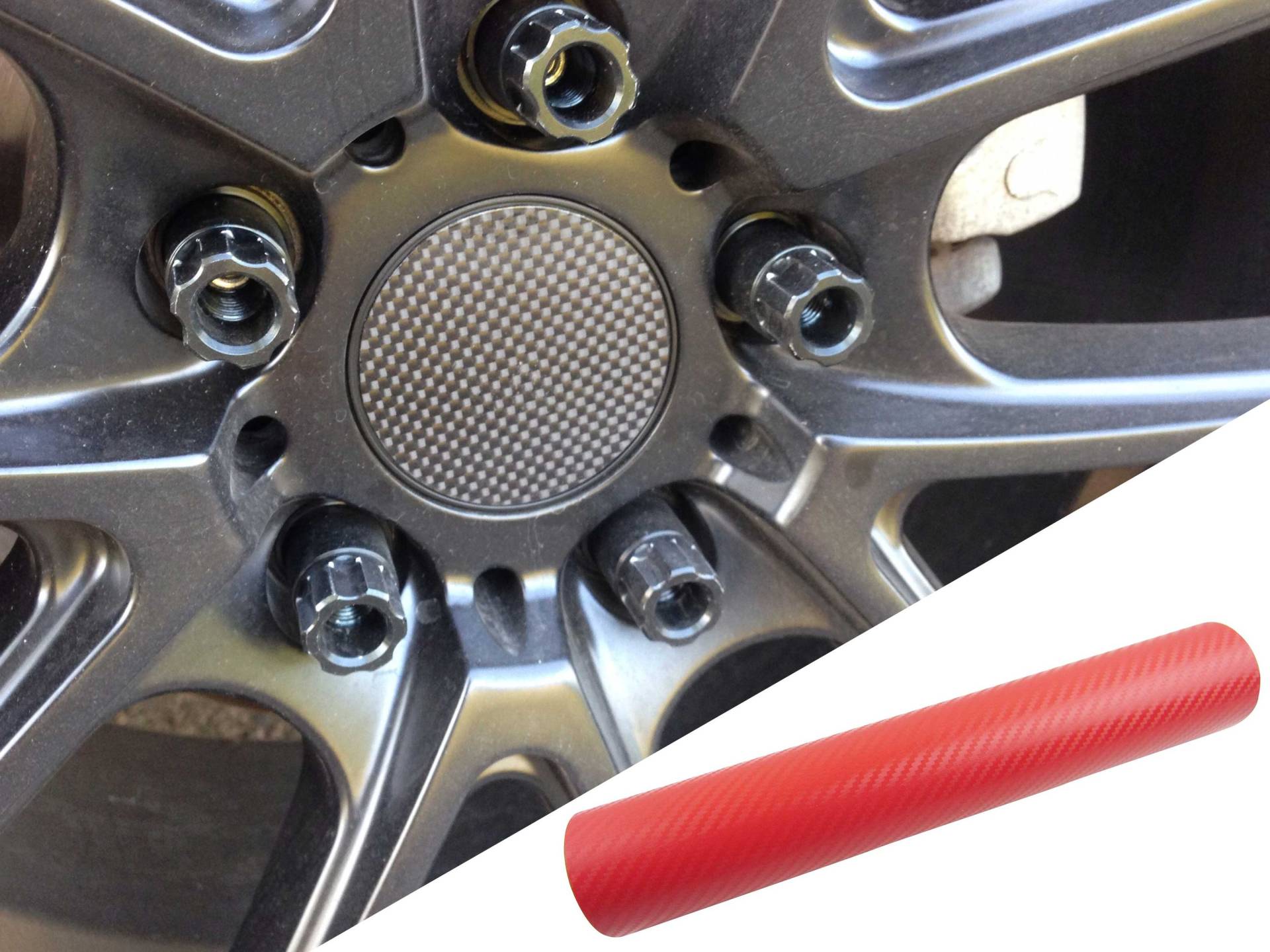 4x Alufelgen Felgen Naben Deckel Design Folie Carbon Rot für viele Fahrzeuge von Tuning Fanatics