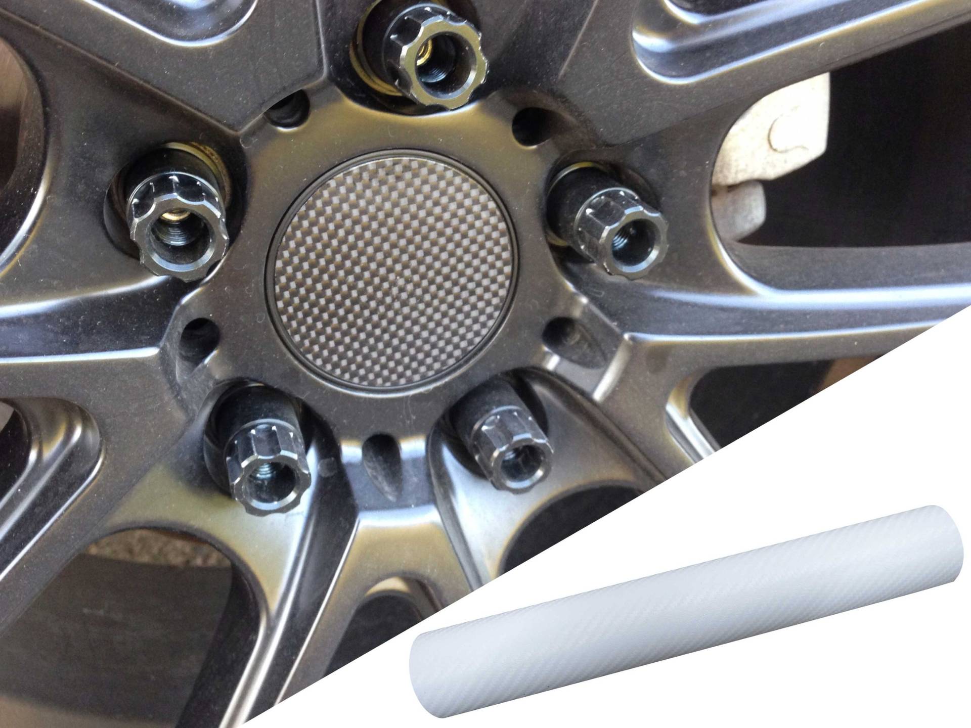 4x Alufelgen Felgen Naben Deckel Design Folie Carbon Weiß für viele Fahrzeuge von Tuning Fanatics