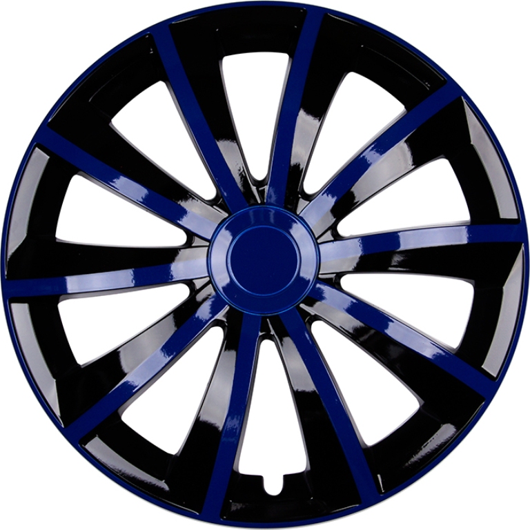 4x PREMIUM DESIGN Radkappen Radzierblenden Blenden Gral 15 ZOLL #51 Blau Schwarz von Tuning Fanatics