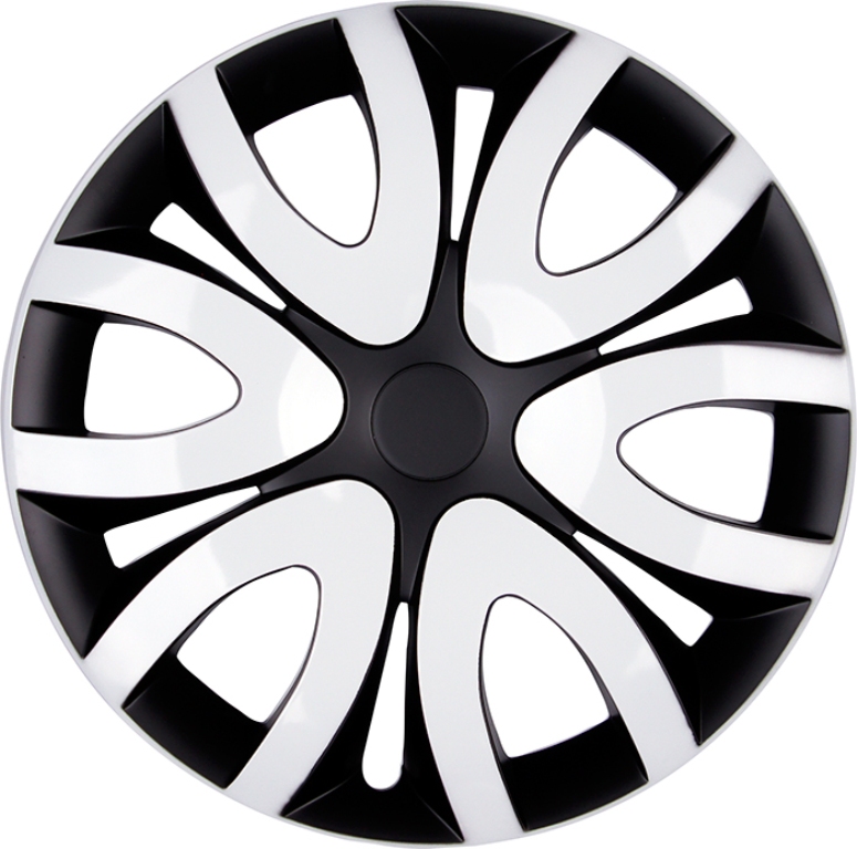 4x PREMIUM Radkappen Modell: Mika in Schwarz-Weiß von Tuning Fanatics