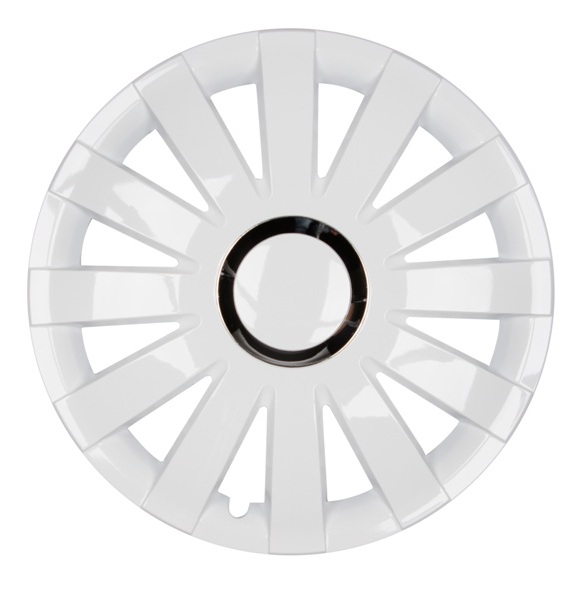 4x PREMIUM Radkappen Modell: Onyx in Weiß-Chrom Ring von Tuning Fanatics