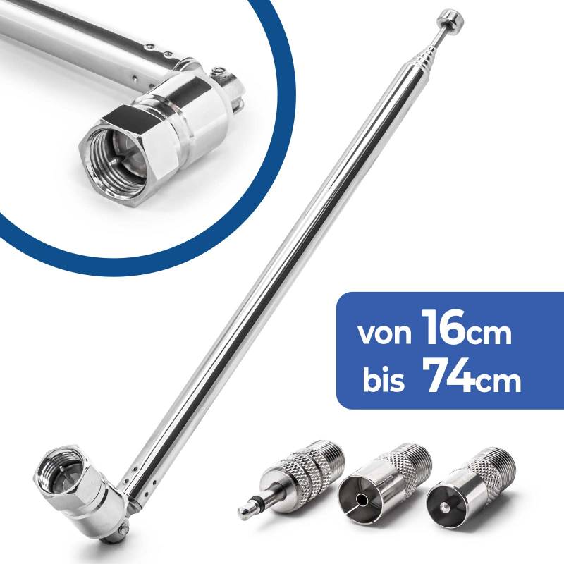 74cm Teleskop Antenne Ersatz F Stecker DAB UKW Radio FM AM Auto Audio von Tradefox GmbH