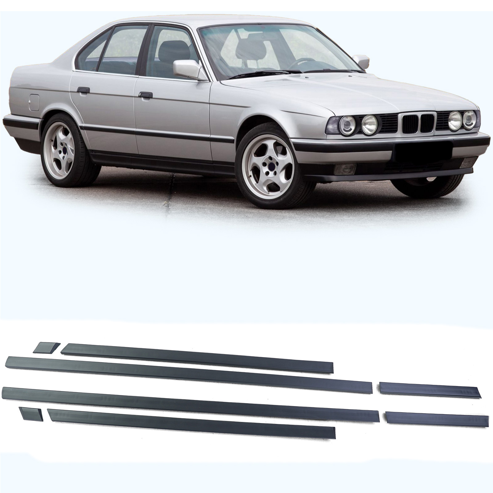 8 teilig Zierleisten Türleisten Seitenleisten Leisten Set LINKS + RECHTS für BMW 5er E34 ab 1988-1996 von Carparts-Online GmbH