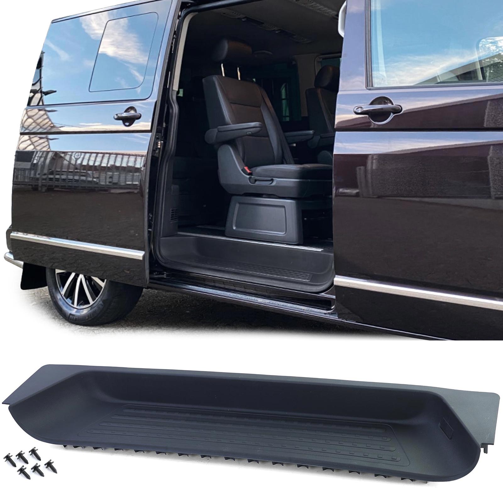 Abdeckung Trittstufe Trittschale Schiebetür Schwarz für VW T5 ab 2003- / T6 ab 2015- von Carparts-Online GmbH