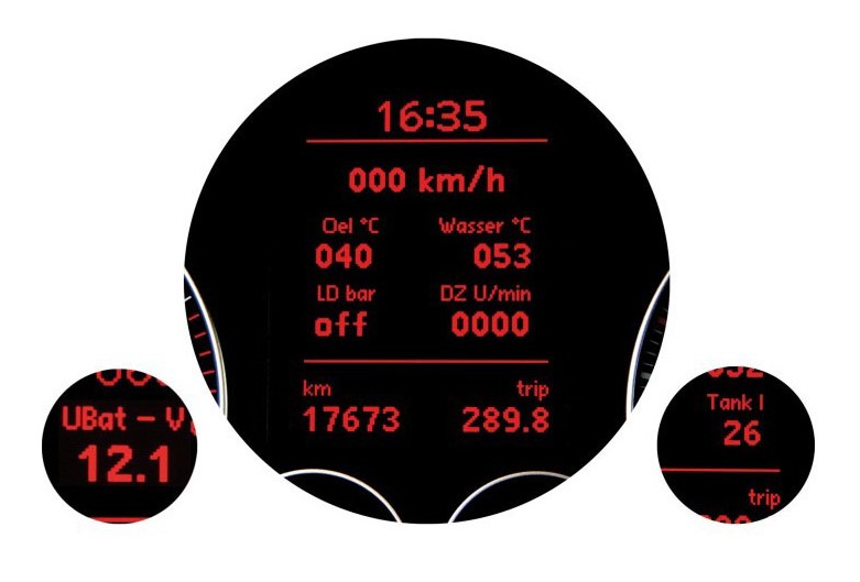 E-MFA Anzeige von Ladedruck, Öltemperatur uvm. im Tacho für VW Seat von Tuning Fanatics