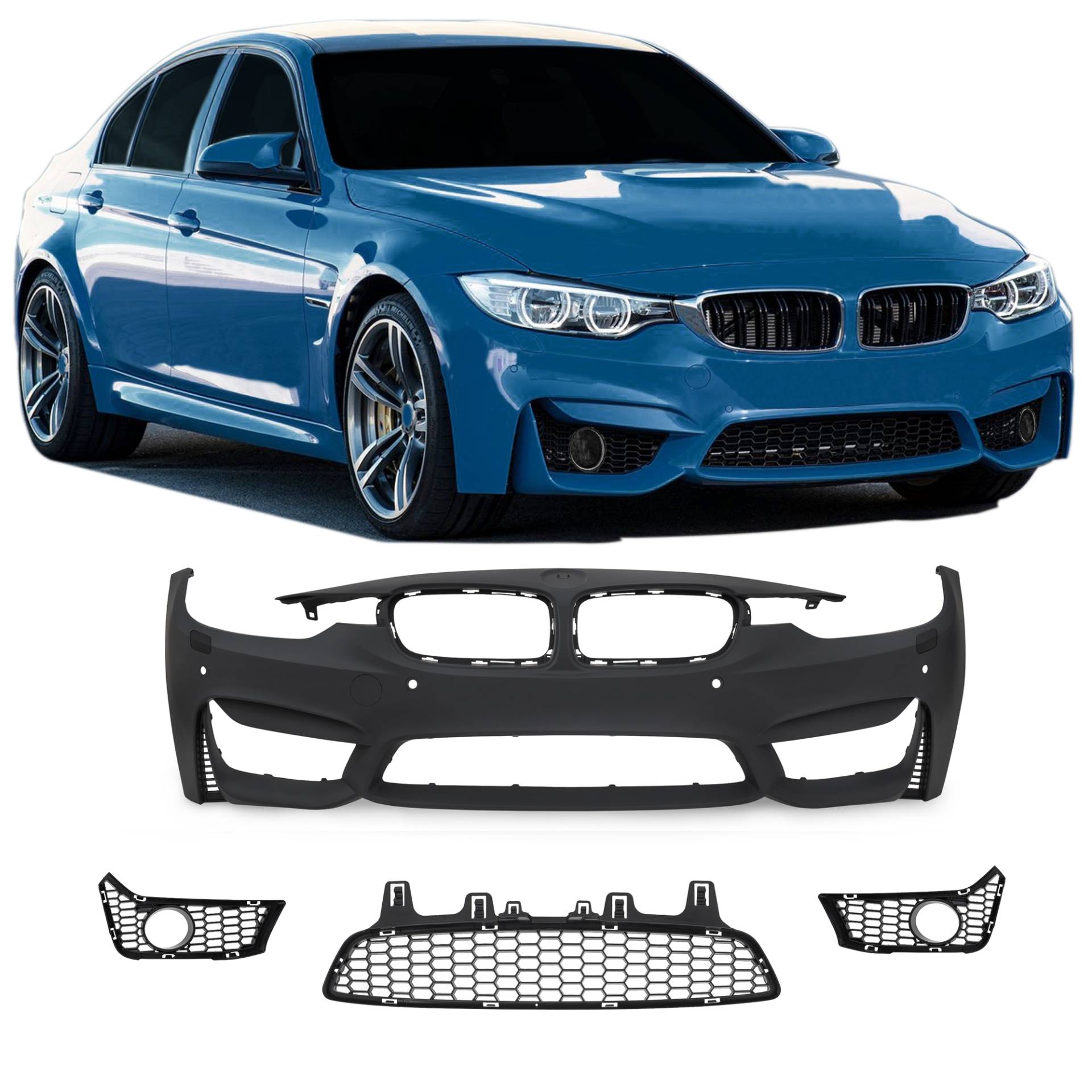 Front Stoßstange Schürze Spoiler Sport für BMW 3er F30 LCI Facelift 05/2015-2018 von JOM Car Parts & Car Hifi GmbH