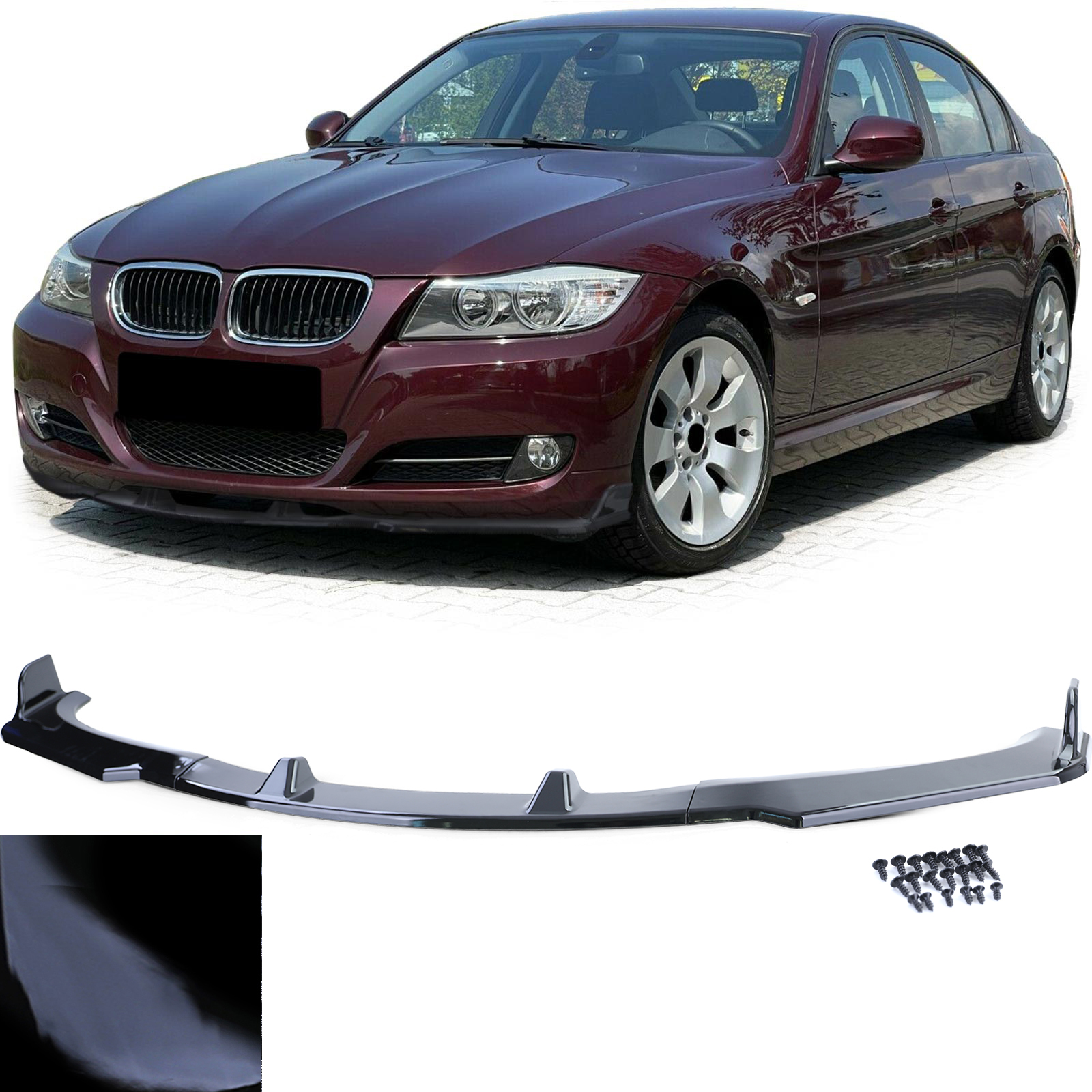 Frontspoiler Performance Spoiler Lippe Schwarz Glanz für BMW 3er E90 E91 Facelift ab 2008-2013 von Carparts-Online GmbH