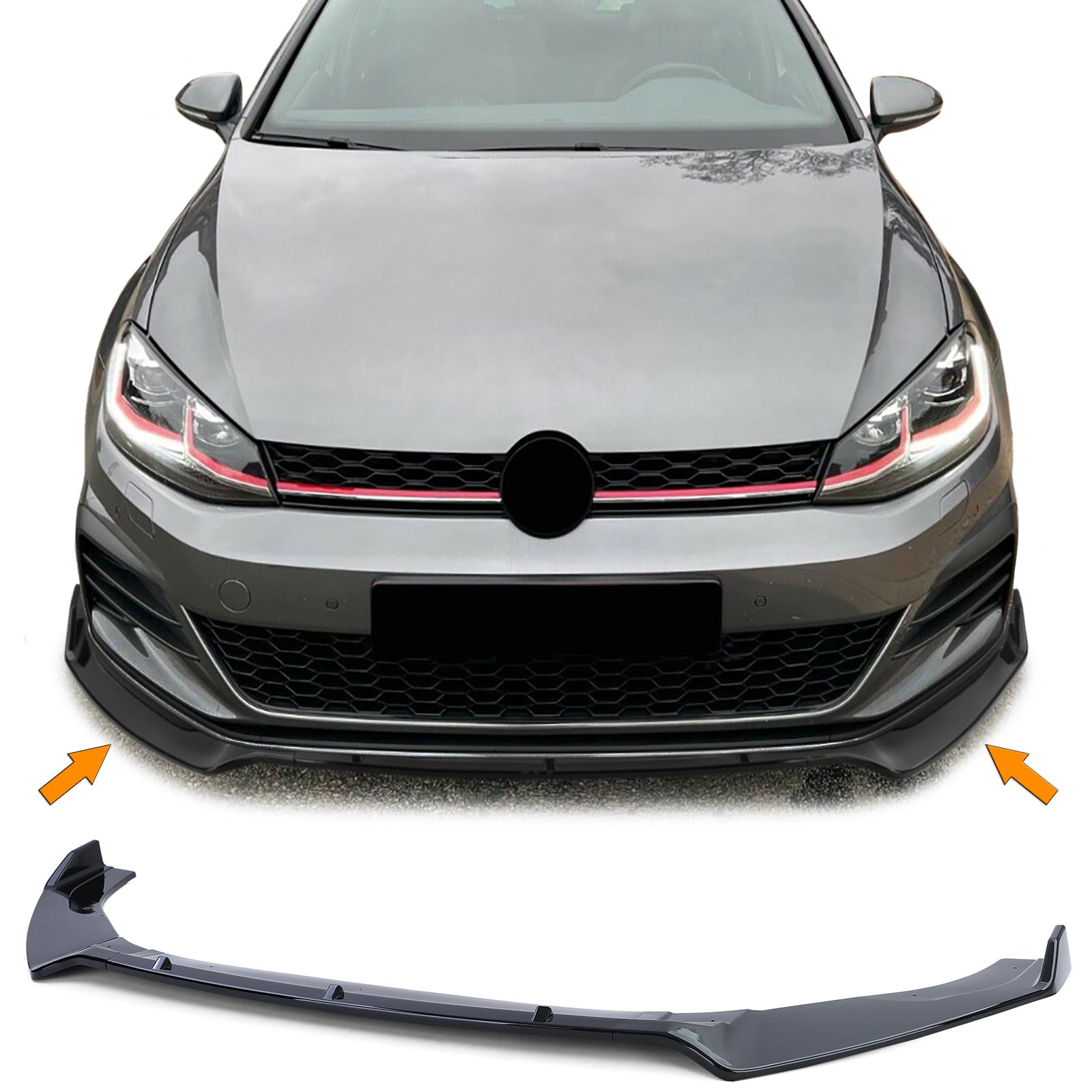 Frontspoiler Performance Spoiler Lippe Schwarz Glanz für VW Golf 7 GTI ab 2013-2021 von Carparts-Online GmbH