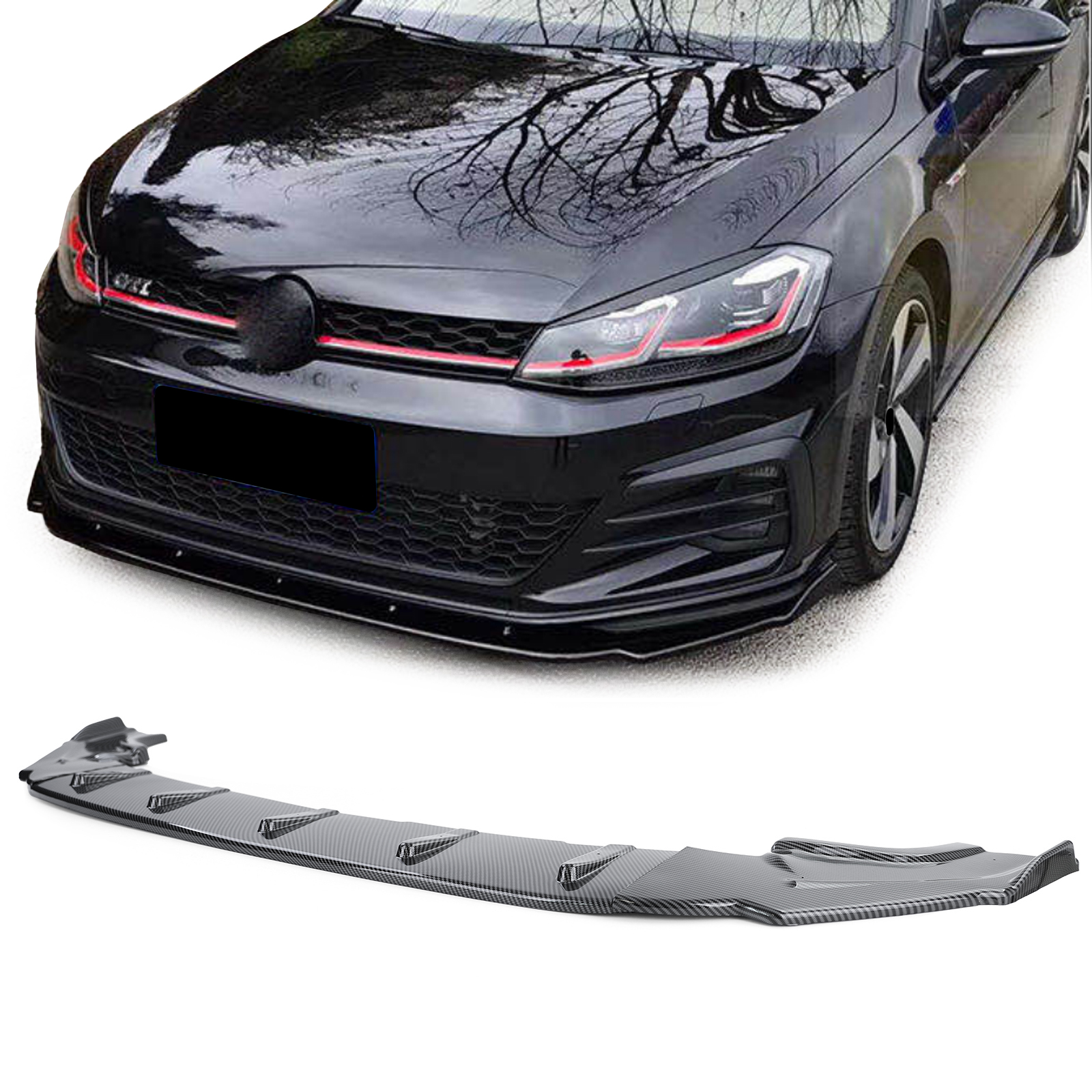 Frontspoiler Performance Spoiler Lippe Stoßstange Carbon Look für VW Golf 7 VII GTI 13-20 von Carparts-Online GmbH