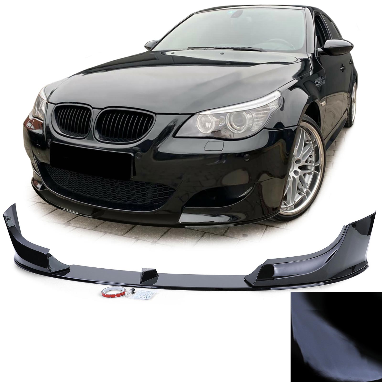 Frontspoiler Performance Spoiler Lippe Stoßstange in Schwarz Glanz für BMW 5er E60 E61 2003-2010 mit M-Paket von Carparts-Online GmbH