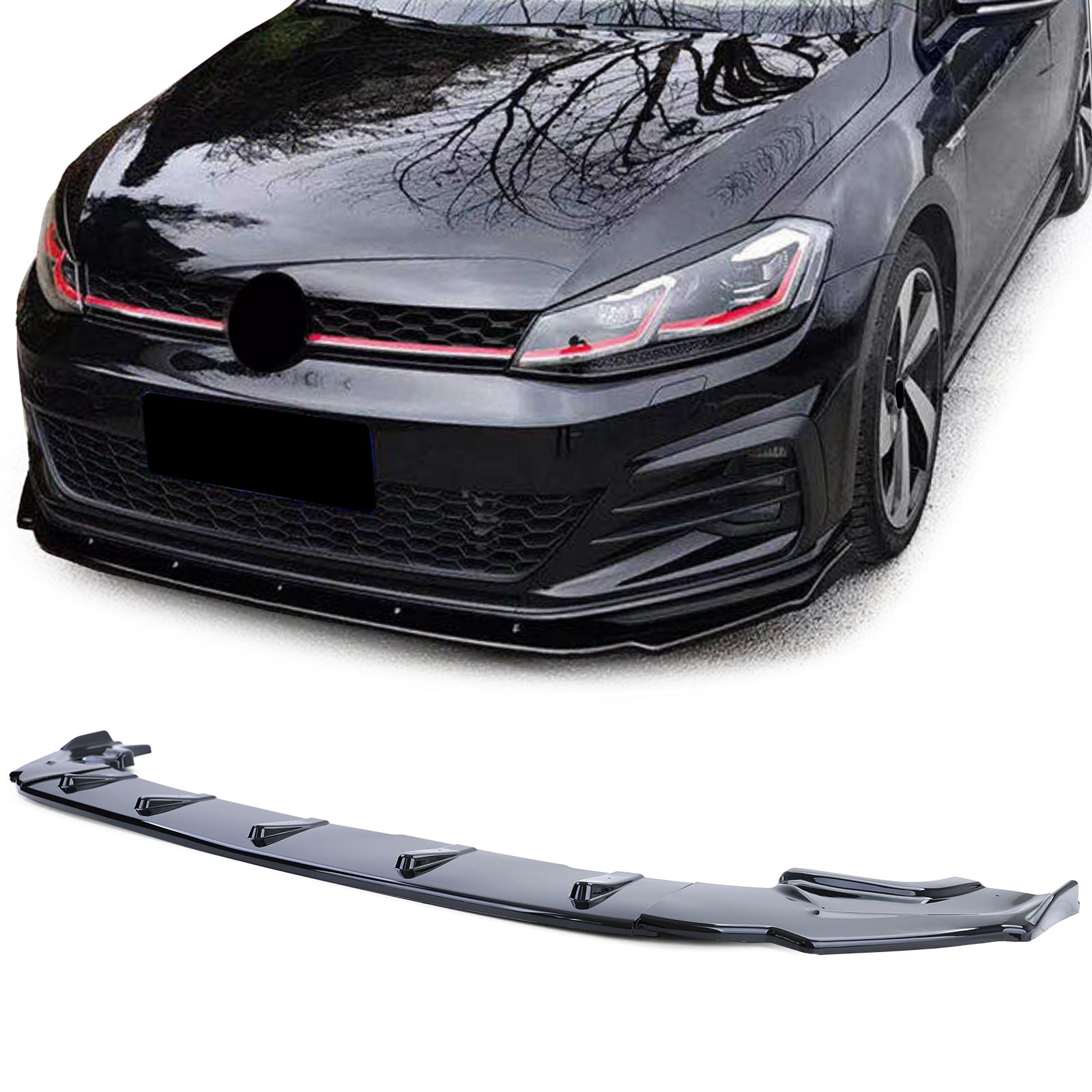 Frontspoiler Performance Spoiler Lippe Stoßstange in Schwarz Glanz für VW Golf 7 VII GTI 13-20 von Carparts-Online GmbH