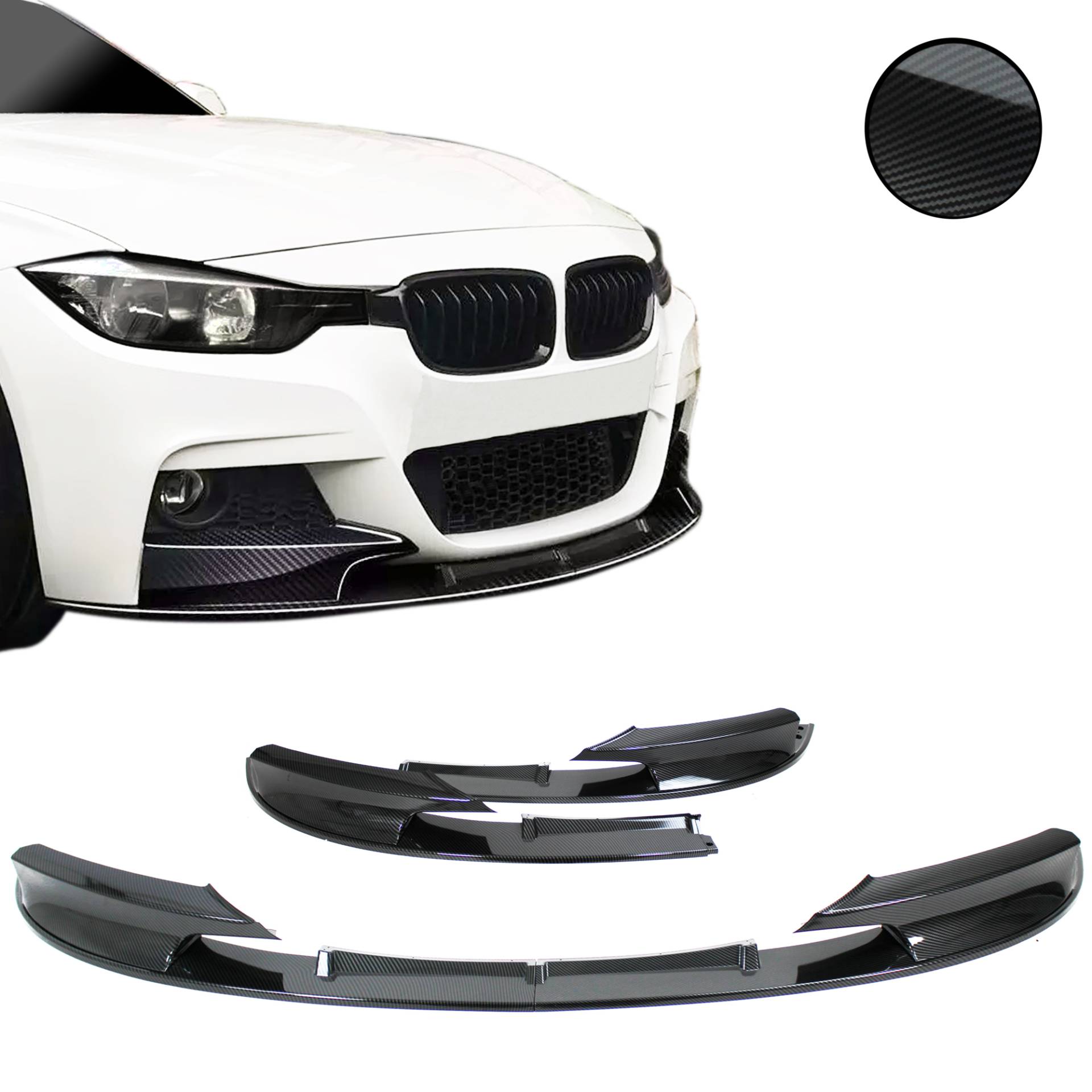 Frontspoiler Spoiler Lippe Stoßstange Carbon Look 2-teilig für BMW 3er F30 F31 ab 10/2011-2019 (nur für M-Paket) von JOM Car Parts & Car Hifi GmbH