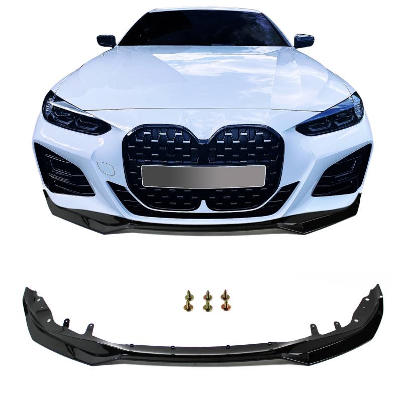 Frontspoiler Spoiler Lippe Stoßstange Schwarz Glanz für BMW 4er G22 ab 2020- (nur für M-Paket) von JOM Car Parts & Car Hifi GmbH