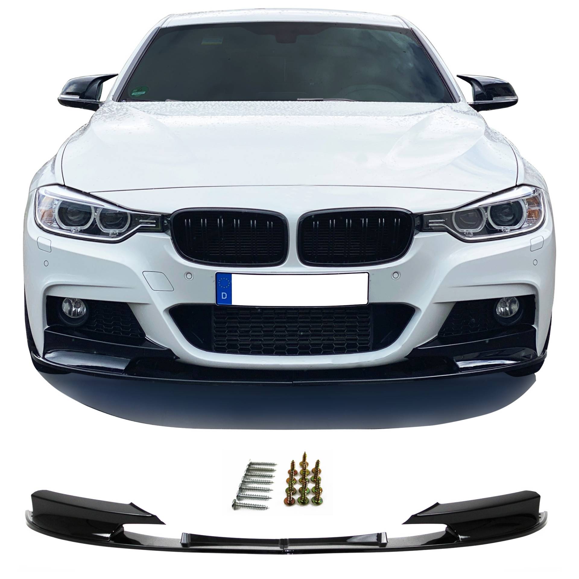 Frontspoiler Spoiler Lippe Stoßstange Schwarz glänzend 2-teilig für BMW 3er F30 F31 ab 10/2011-2019 (nur für M-Paket) von JOM Car Parts & Car Hifi GmbH