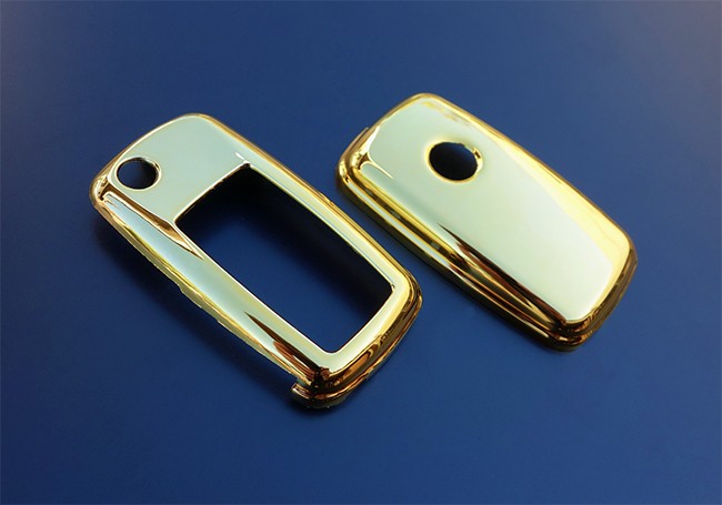 Key Cover Gehäuse Gold Look für SKODA Klapp Schlüssel Fernbedienung ab 11/2009- von Tuning Fanatics