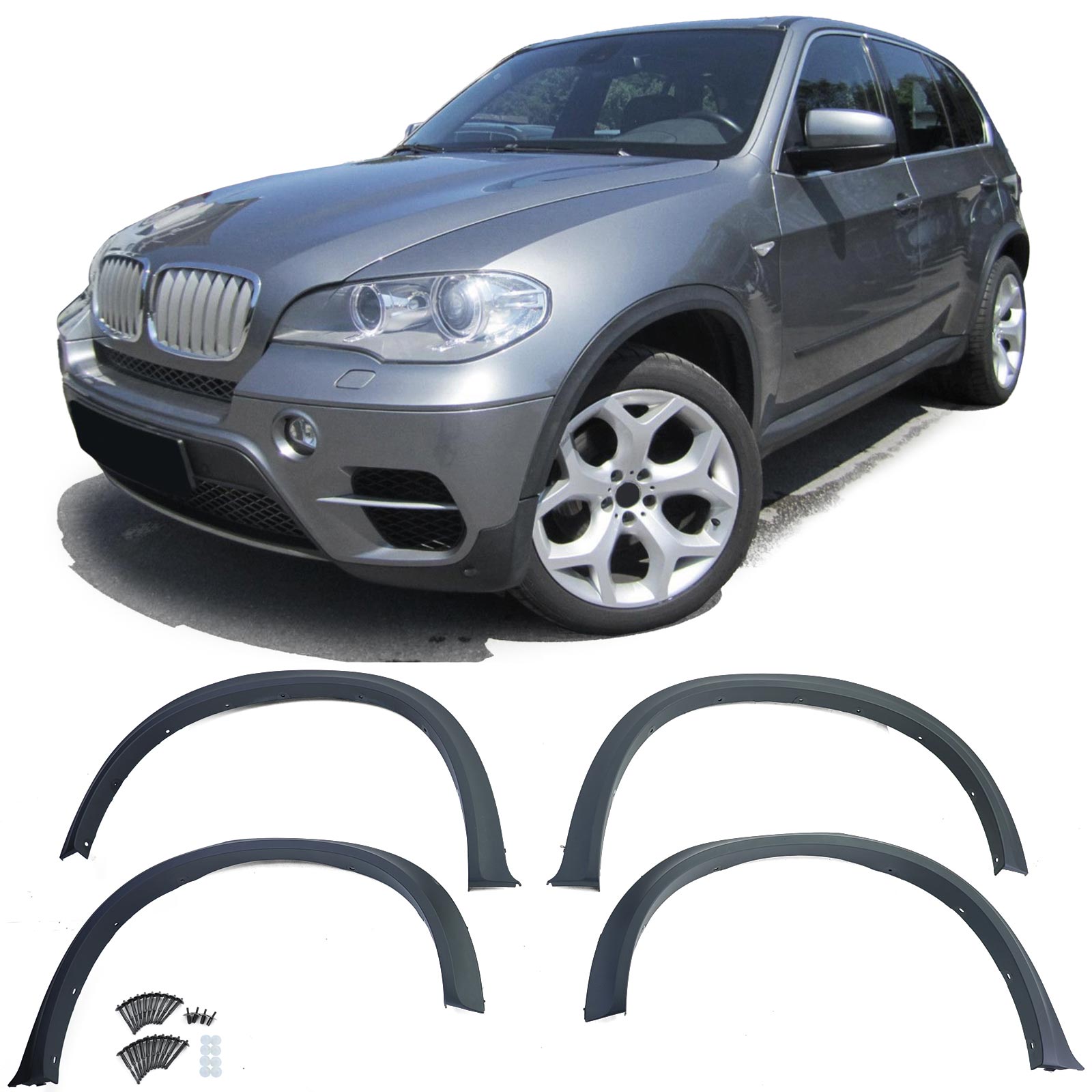 Kotflügel Radlauf Verbreiterungen Radlaufblenden 51770421056 für BMW X5 E70 Facelift ab 2010-2013 (nicht M-Paket) von Carparts-Online GmbH