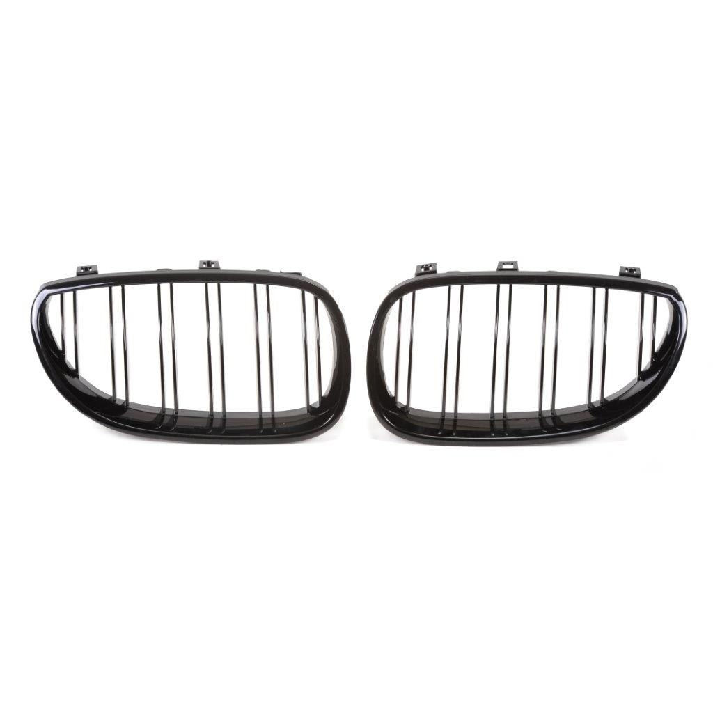 Kühlergrill DOPPELRIPPE Schwarz Glanz für BMW 5er E60 2003-2010 von JOM Car Parts & Car Hifi GmbH