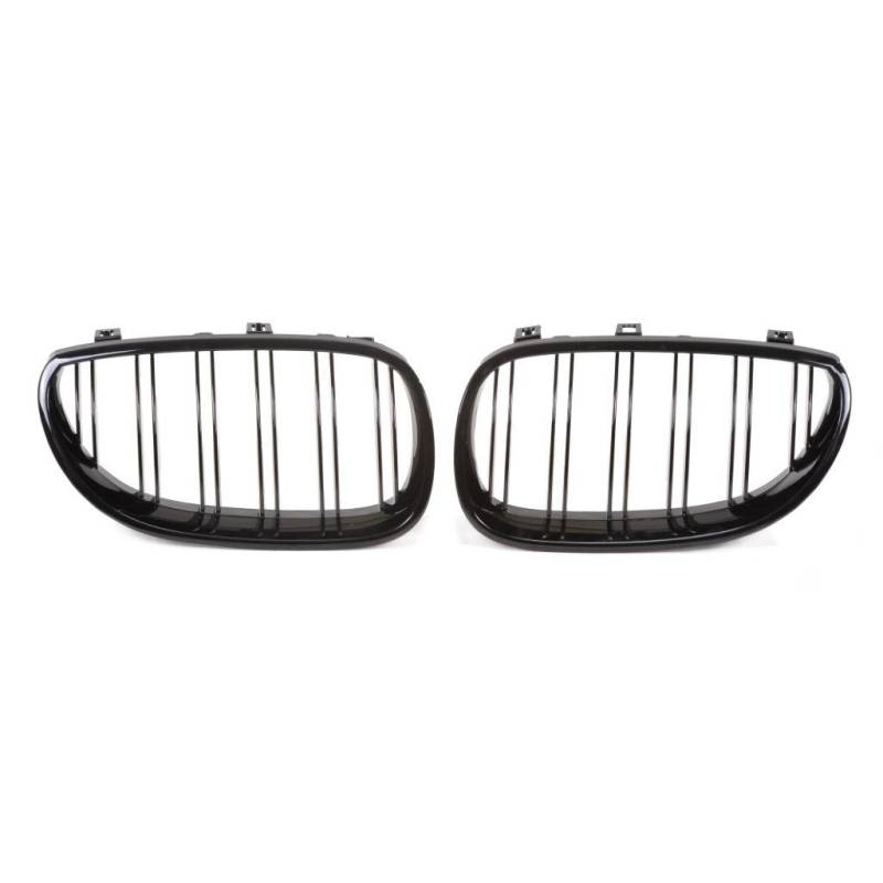 Kühlergrill DOPPELRIPPE Schwarz Glanz für BMW 5er E60 2003-2010 von JOM Car Parts & Car Hifi GmbH