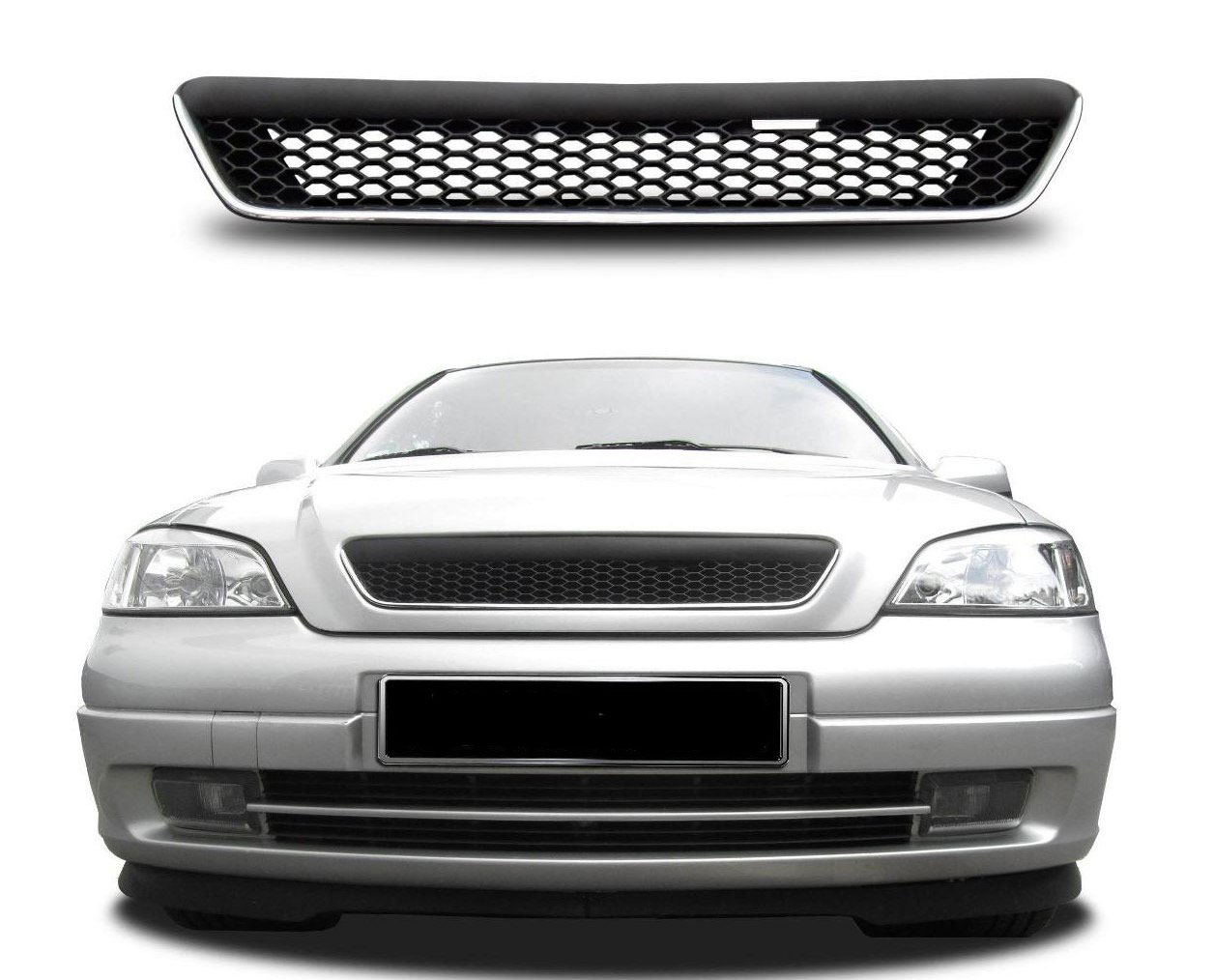 Kühlergrill Sportgrill Front Grill Waben Gitter Schwarz für Opel Astra G von Tuning Fanatics