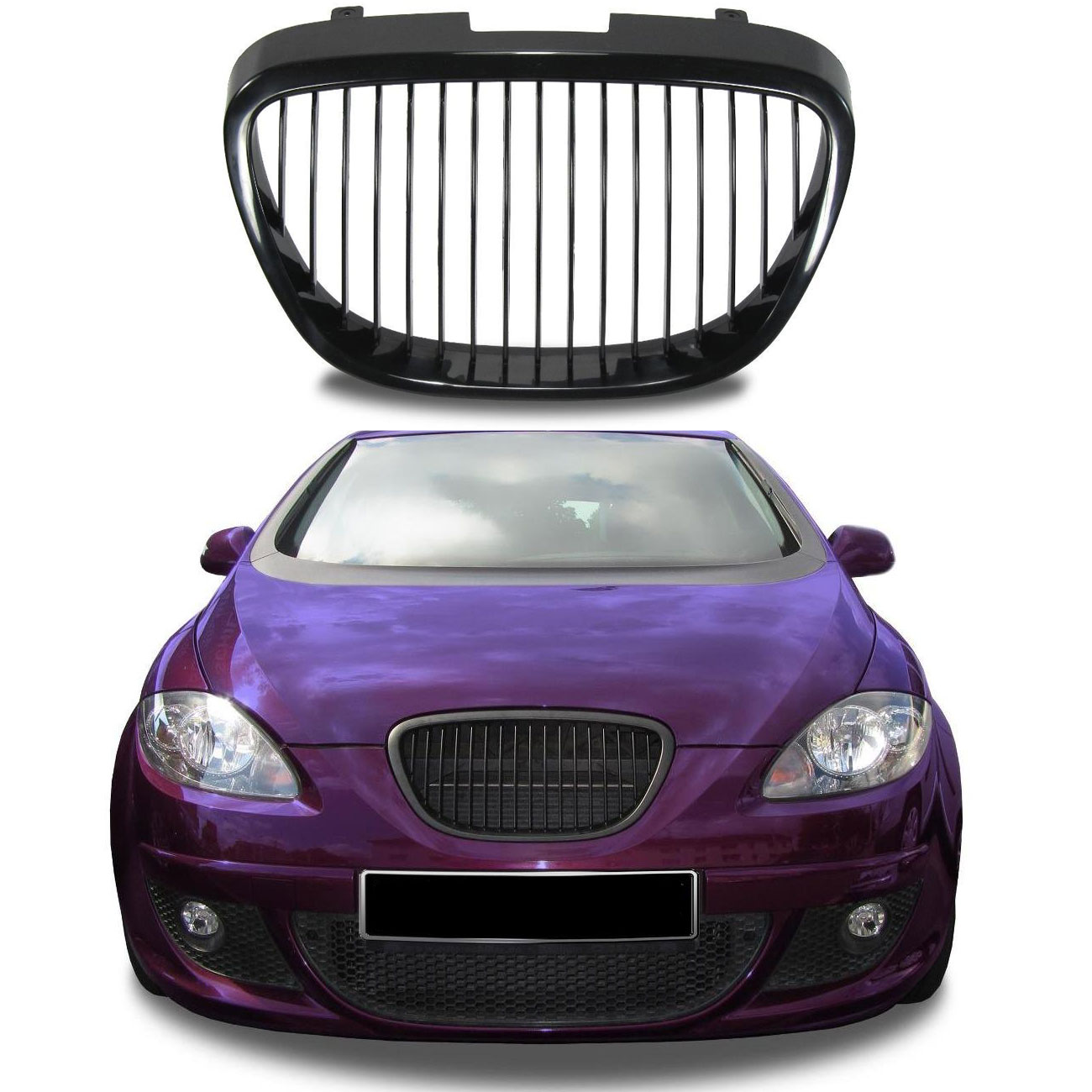 Kühlergrill Sportgrill Gitter Front Grill Schwarz für Seat Leon II 2 1P / Altea von Tuning Fanatics