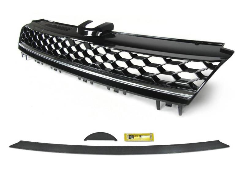 Kühlergrill Sportgrill Gitter Grill Waben Schwarz GTI GTD Look für VW Golf 7 VII von JOM Car Parts & Car Hifi GmbH