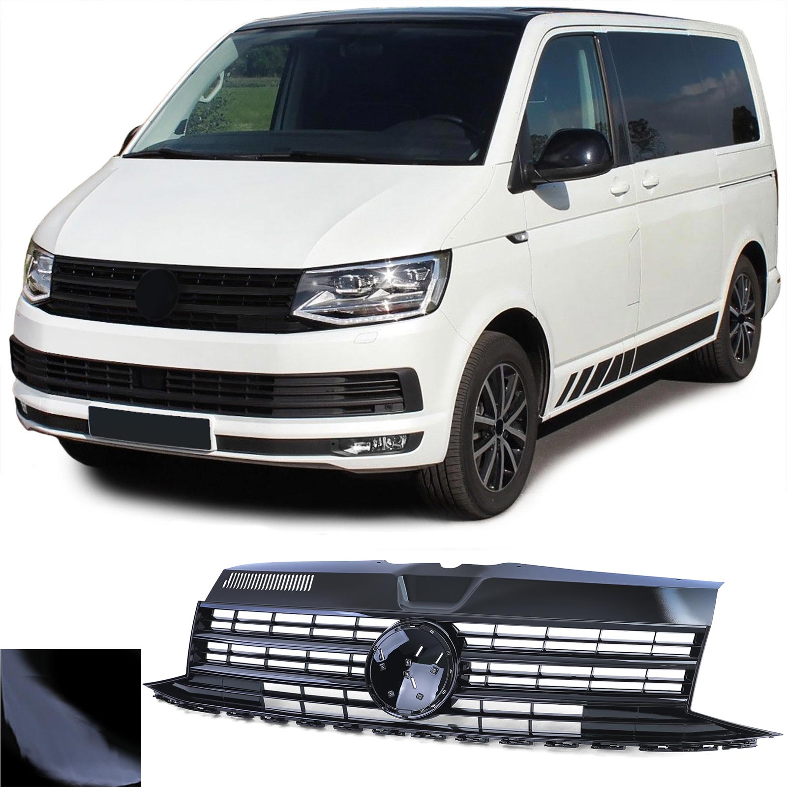 Kühlergrill Sportgrill Grill SCHWARZ GLANZ für VW T6 VI Bus Transporter ab 2015-2019 von Carparts-Online GmbH