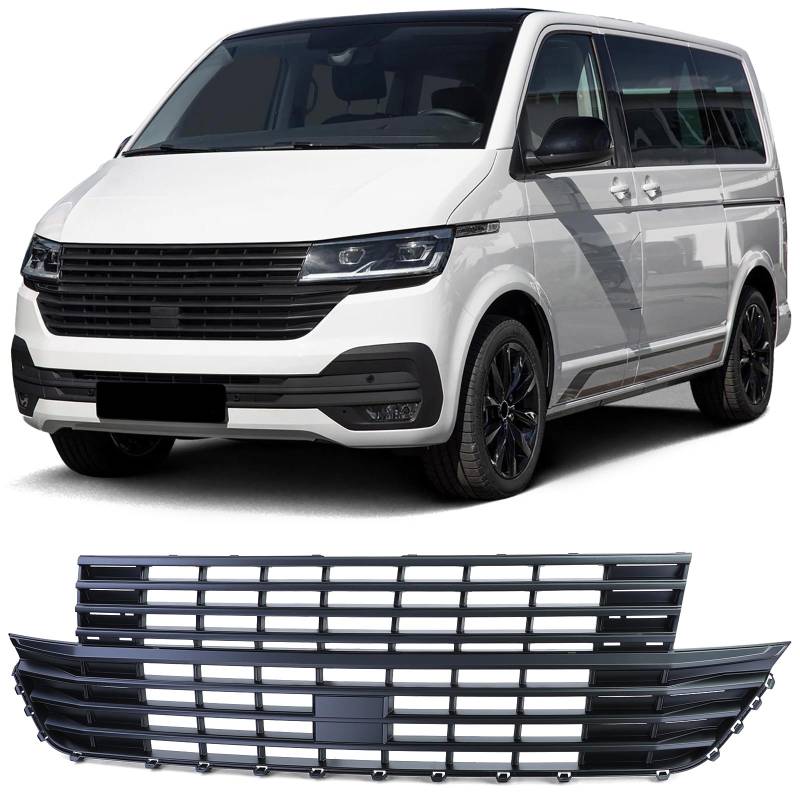 Kühlergrill Sportgrill Grill SCHWARZ MATT ohne Emblem für VW T6.1 ab 2019- von Carparts-Online GmbH