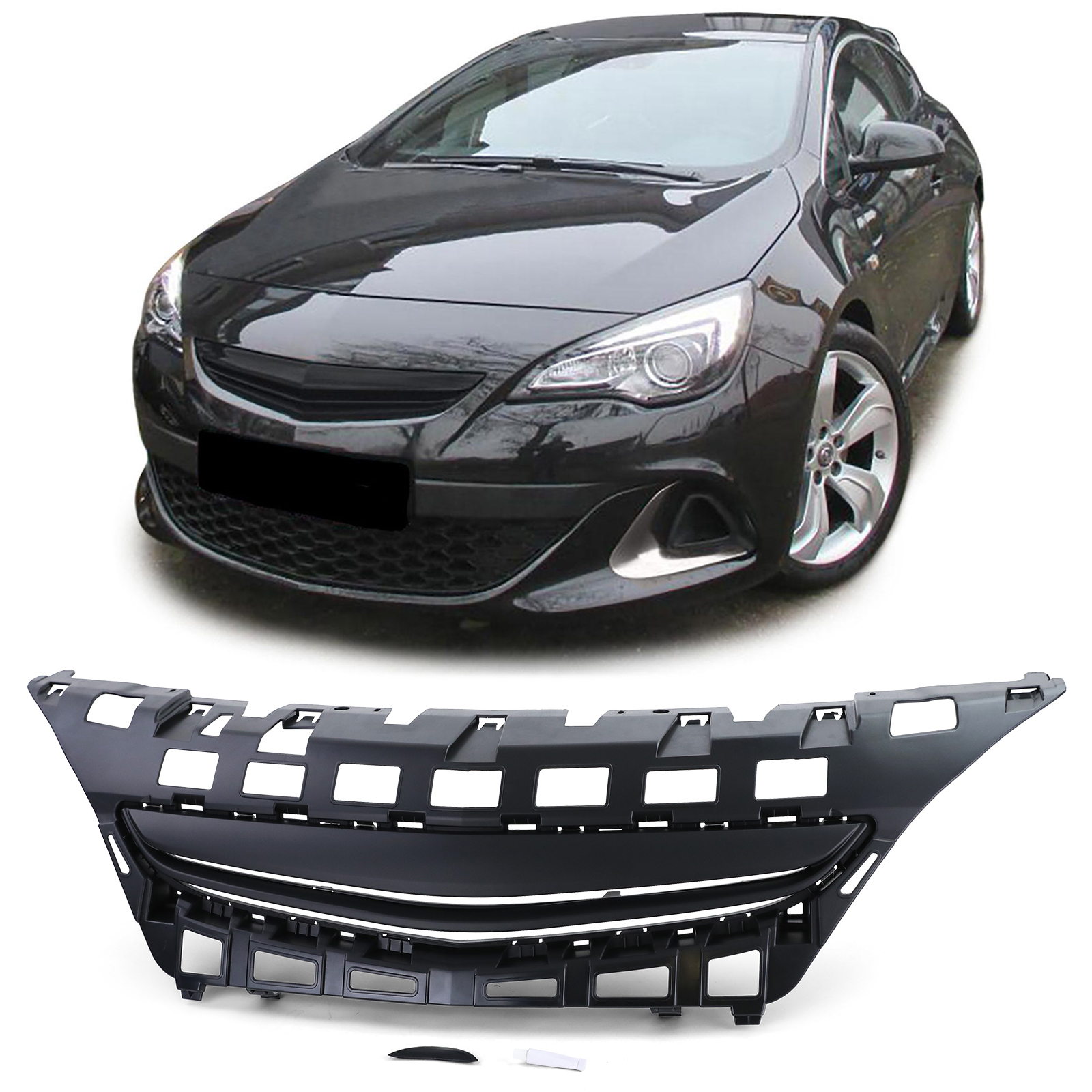 Kühlergrill Sportgrill Grill Schwarz für Opel Astra J GTC 3-Türer ab 2012- von Carparts-Online GmbH